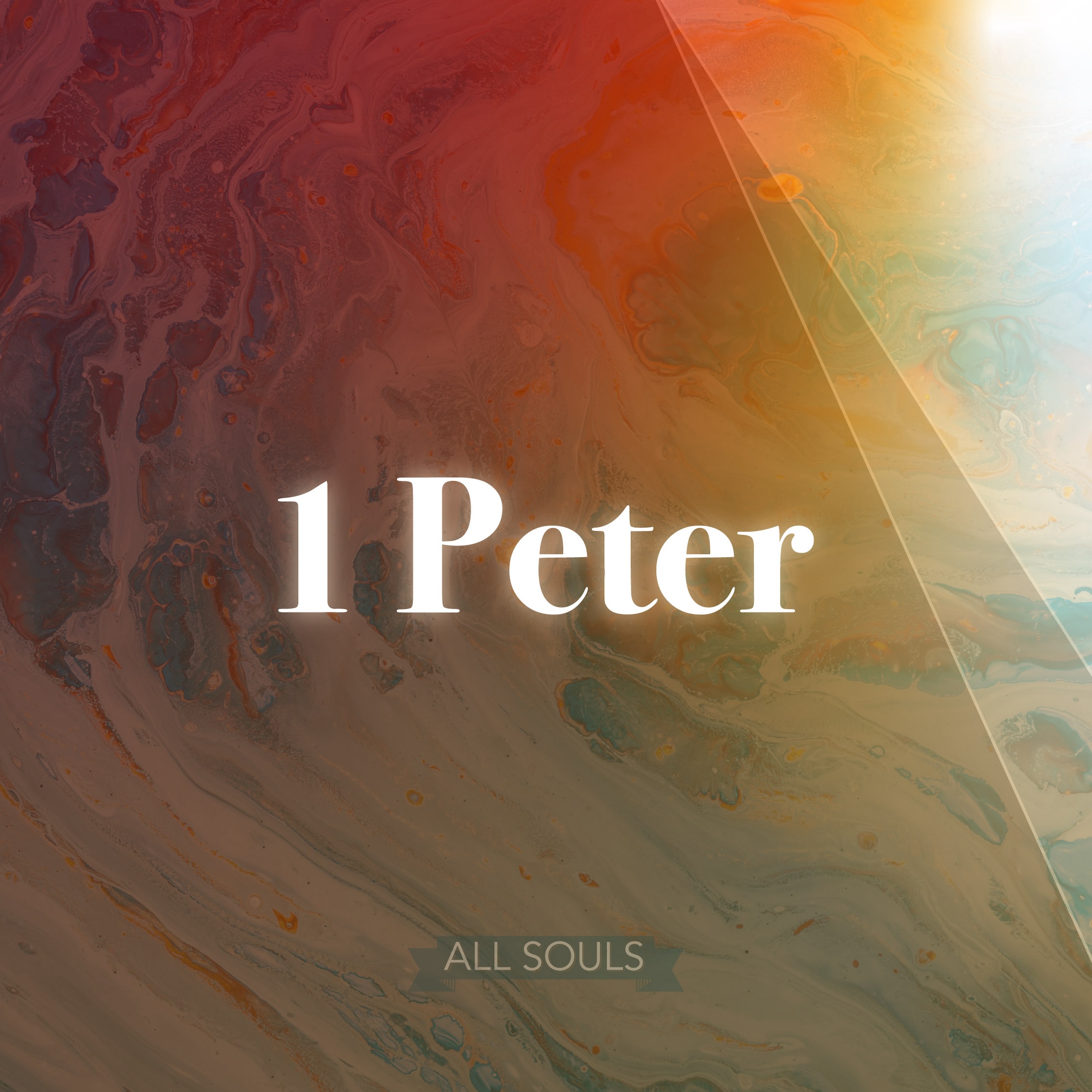 the words 1 Peter on a marbled background and art deco styling